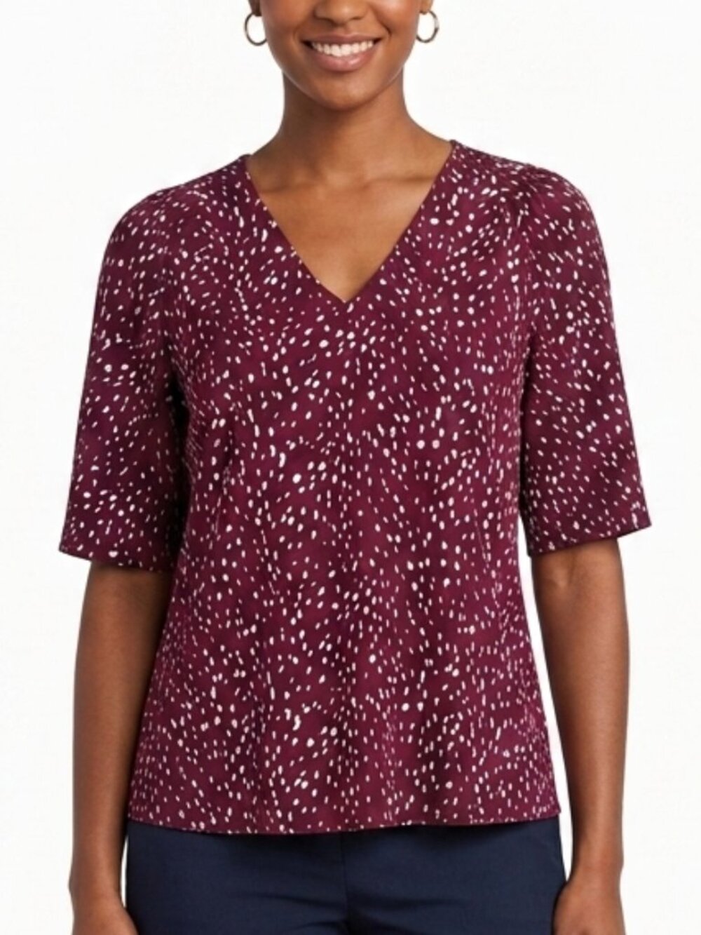 Banana Republic NWT Maroon and White Speckled Shirt Women's Size S